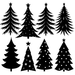 Set Of Silhouette Christmas Tree, Silhouette Christmas Tree Set, Silhouette Christmas Tree Vector, Silhouette Christmas Tree Vector, Christmas Tree Silhouette Vector	