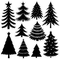 Obraz premium Set Of Silhouette Christmas Tree, Silhouette Christmas Tree Set, Silhouette Christmas Tree Vector, Silhouette Christmas Tree Vector, Christmas Tree Silhouette Vector 