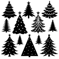 Obraz premium Set Of Silhouette Christmas Tree, Silhouette Christmas Tree Set, Silhouette Christmas Tree Vector, Silhouette Christmas Tree Vector, Christmas Tree Silhouette Vector 