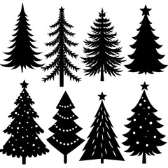 Set Of Silhouette Christmas Tree, Silhouette Christmas Tree Set, Silhouette Christmas Tree Vector, Silhouette Christmas Tree Vector, Christmas Tree Silhouette Vector	