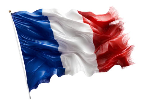A French flag waving in the wind