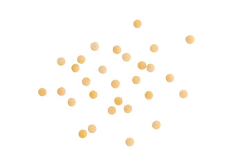 dry couscous scattered on white background, food healthy concept isolated