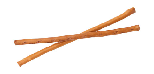 salty cracker pretzel sticks isolated on white background