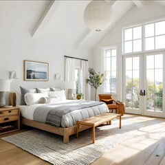a bright and airy bedroom with lots of natural light.