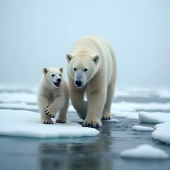 Naklejka premium polar bear on the ice