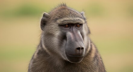 Close-up Portrait of a Baboon