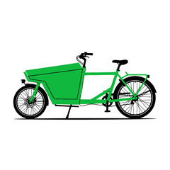 Green Cargo Bike Illustration, Sustainable Urban Transportation Vector Graphic, Modern Load Carrier Design