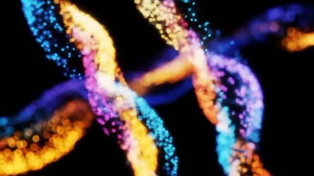 Particle streams weaving together into dynamic braids of light.
