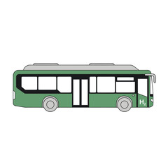 Illustration of a Green Hydrogen Powered Bus for Eco-Friendly Transportation, Green and Gray H2 Bus - Sustainable Transport Vector Graphic