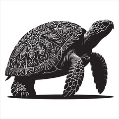 Fototapeta premium Silhouette vector of a turtle standing on a white background