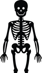 Black and White Silhouette Depiction of a Human Skeleton Figure Ready for Halloween Decorations or Educational Materials