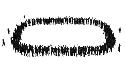 Crowd of People Celebrating Together Shown in a Silhouette Style Isolated on White Background Cheering and Raising Hands silhouette