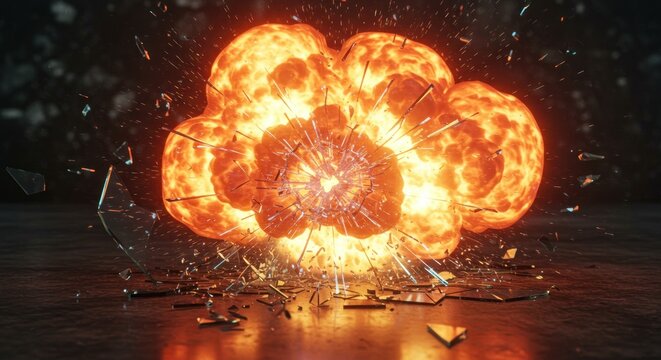 Explosive glass shattering - Powered by Adobe
