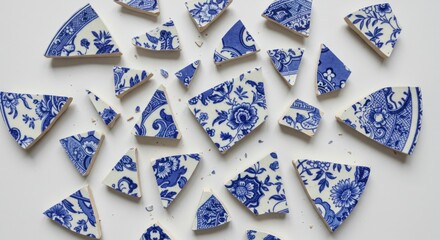 Shattered porcelain shards