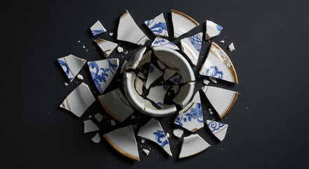 Broken porcelain cup