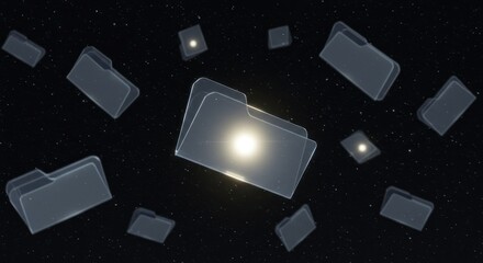Floating file folders in space