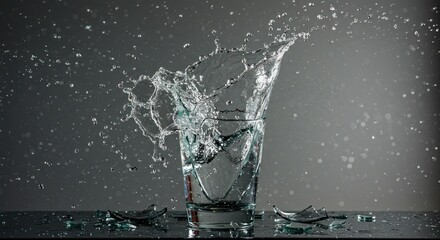 Shattered glass with splash