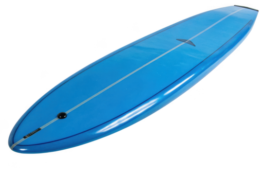 Blue surfboard longboard isolated on transparent background