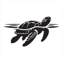 Obraz premium Silhouette vector of a turtle standing on a white background