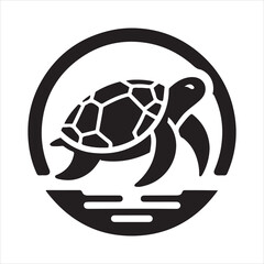 Obraz premium Silhouette vector of a turtle standing on a white background