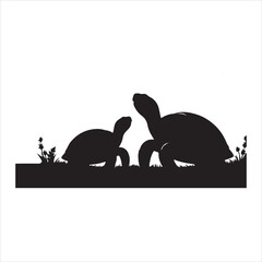 Silhouette vector of a turtle standing on a white background
