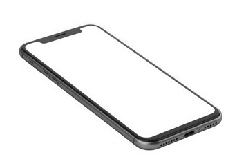 Modern smartphone with blank white screen on black background