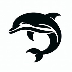 Naklejka premium Stylized black silhouette of a leaping dolphin