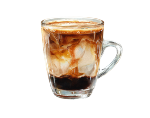 Iced coffee drink in a glass cup