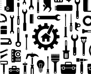 Tools and home icon pattern wrenches screwdrivers