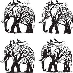 Three birds are sitting on an elephant vector image © Kiran