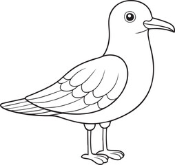 Seagull line art illustration in black and white designed for creative educational materials and fun coloring activities
