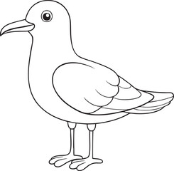 Cartoon seagull outline drawing in side view style perfect for kids coloring and educational bird projects