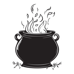 Cauldron silhouette, cauldron vector illustration, Witches black cauldron isolated on vector illustration 