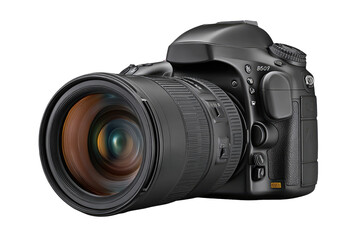 Fototapeta premium Black DSLR camera with large lens