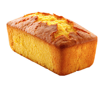 A golden brown pound cake, isolated and ready to be enjoyed as a treat.
