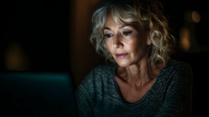 Elderly woman conducting an online banking transaction