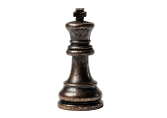 Isolated dark-bronze chess king