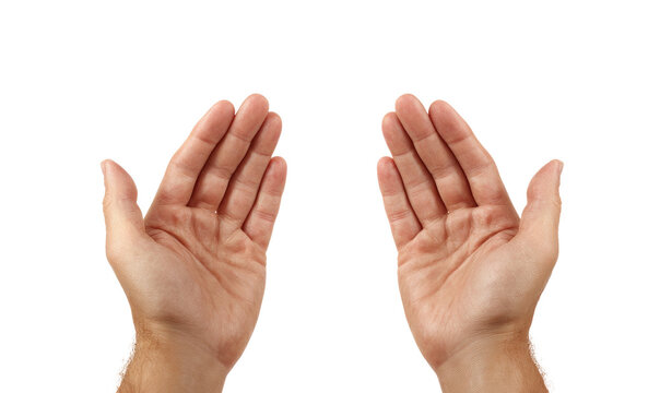 Two open palms facing upward, against a black background