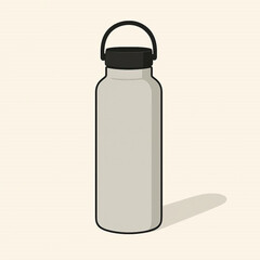 Minimalistic illustration of a sleek water bottle on a soft background, ideal for eco-friendly themes
