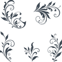 Elegant Floral Vector Design Elements for Invitations and Decorative Projects on White Background