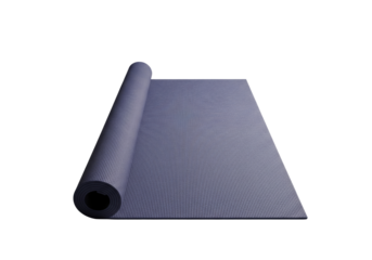 Rolled Blue Mat: A rolled-up blue mat sits unassumingly, its textured surface inviting a tactile experience. Captured in a professional studio setting.