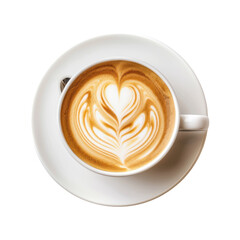 Latte Art Heart in a White Cup, Coffee Drink with Spoon on Saucer