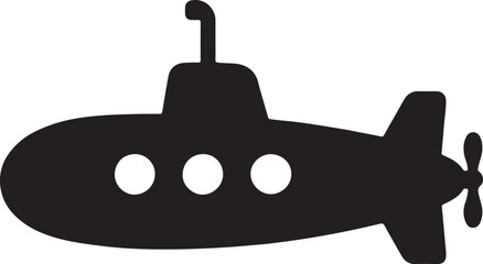 Obraz premium Silhouette vector of submarine, simple and clean design, ideal for marine and naval projects.