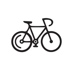 Fototapeta premium Simple Black Line Art Bicycle Icon: Minimalist Road Bike Illustration