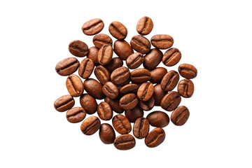 Naklejka premium Pile of roasted coffee beans isolated on transparent background