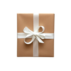 Wrapped gift with white ribbon, celebration and surprise concept