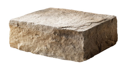 Rectangular light beige stone block, textured surface