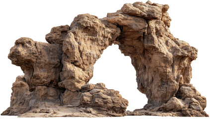 Natural rock archway, tan colored, rugged texture