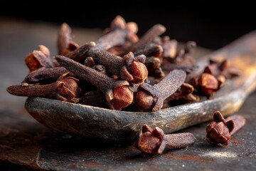 Fototapeta premium Exploring the aromatic qualities of dried clove spice, a key ingredient in many flavorful dishes and culinary traditions