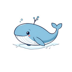 Fototapeta premium cartoon whale spouting water on white background .svg